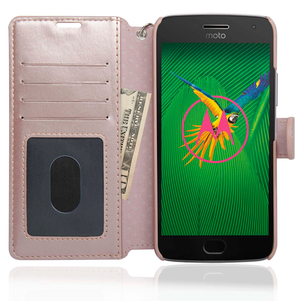 NAVOR Zevo Motorola Moto G5 Plus Wallet Case Slim Fit Light Premium Flip Cover with RFID Protection - NAVOR