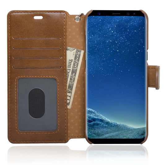 NAVOR Zevo Samsung Galaxy S8 Wallet Case Slim Fit Light Premium Flip Cover with RFID Protection - NAVOR
