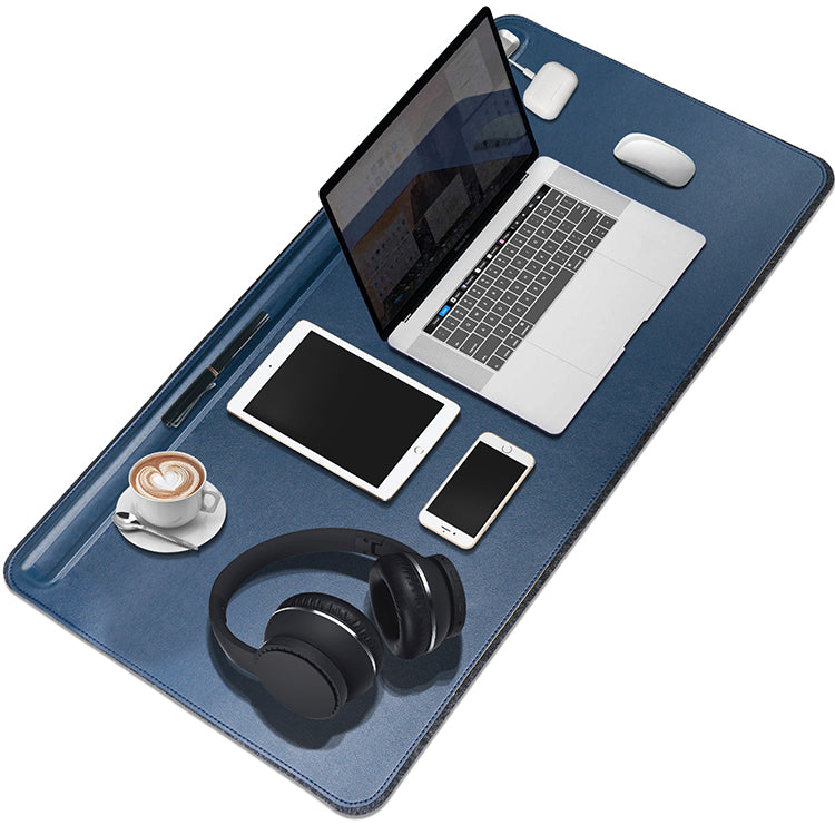 PU Leather 68.5 x 36.8cm Desk Mat with Magnetic Cable Holder for Office Home - NAVOR