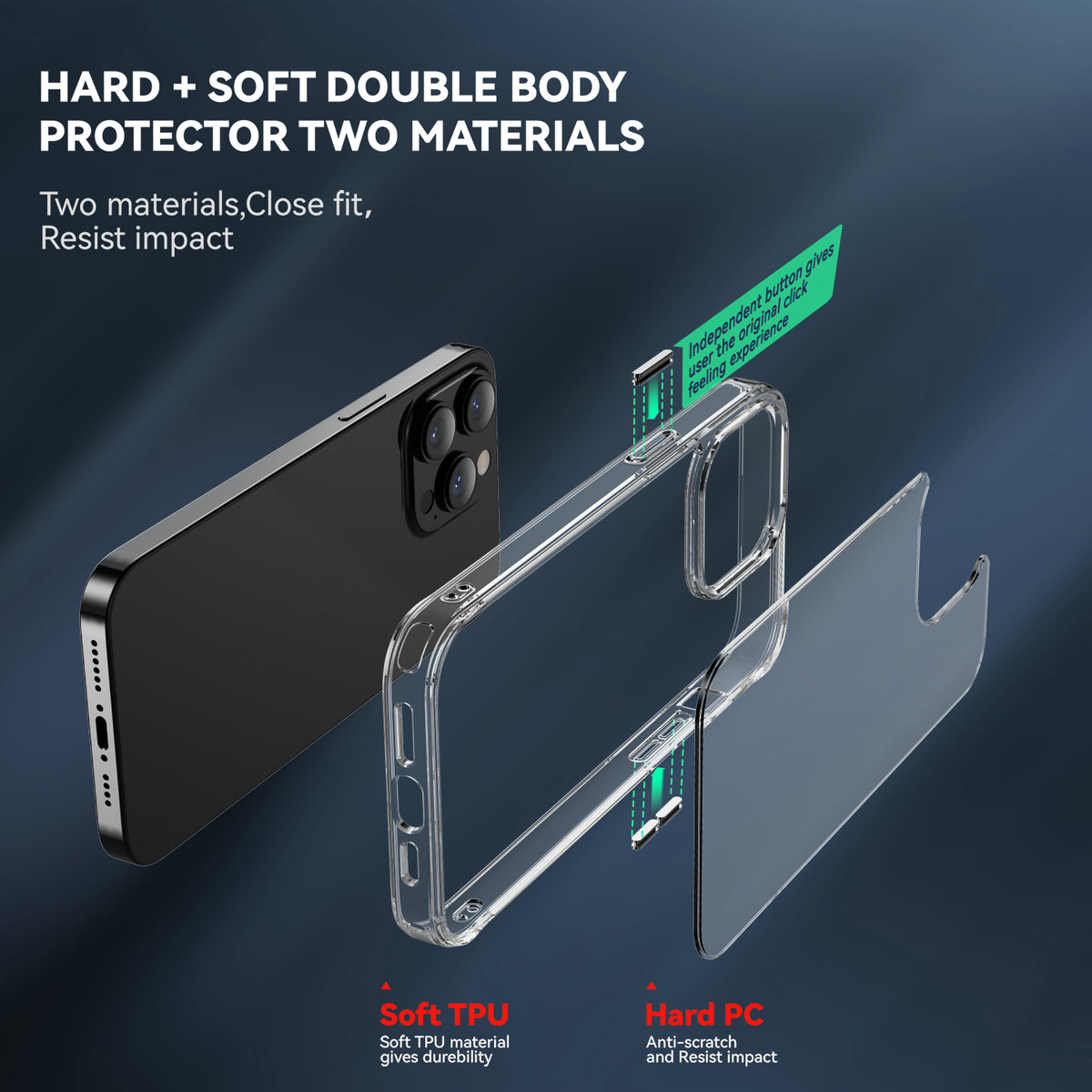 Hybrid Clear Case for iPhone 14 Pro Max Case- 6.7 Inch PC + TPU Crystal Clear Cover - NAVOR